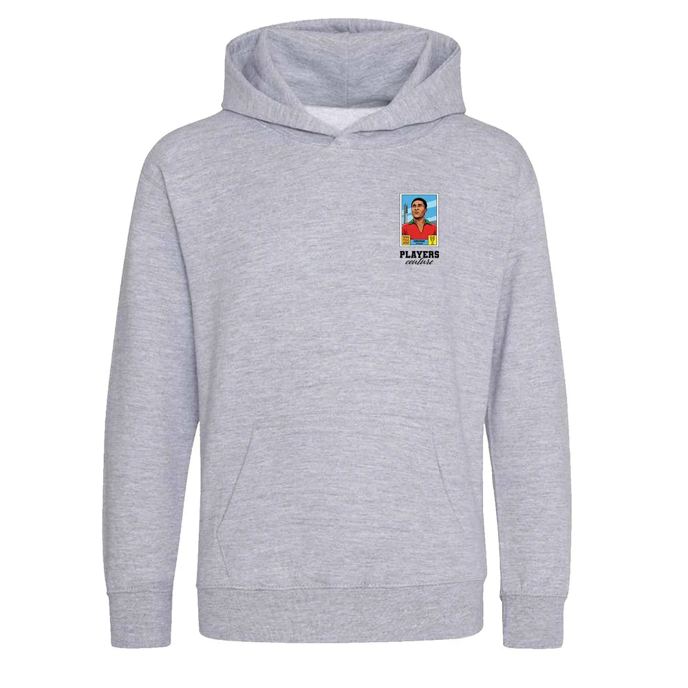 Eusebio World Cup Sticker Kids Hoodie – eusebio sticker kids grey hoodie Players Couture design