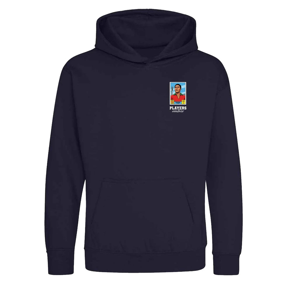 Eusebio World Cup Sticker Kids Hoodie – eusebio sticker kids navy hoodie Players Couture design