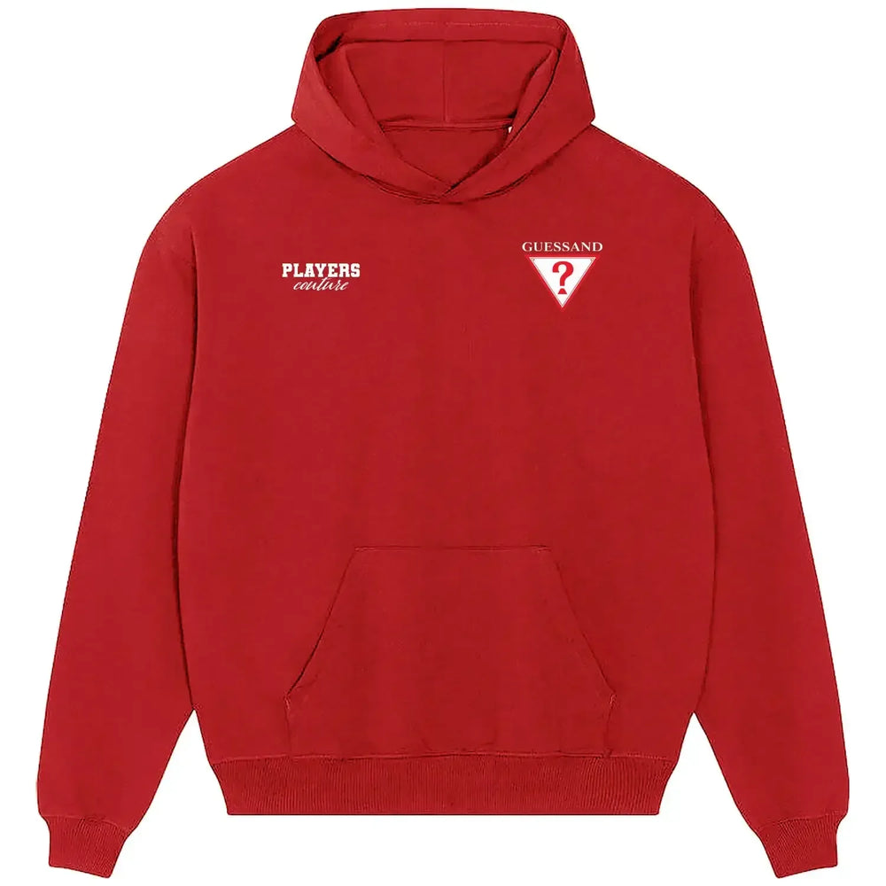 Evann Guessand hoodie – red men's hoodie featuring the Evann Guessand Players Couture logo