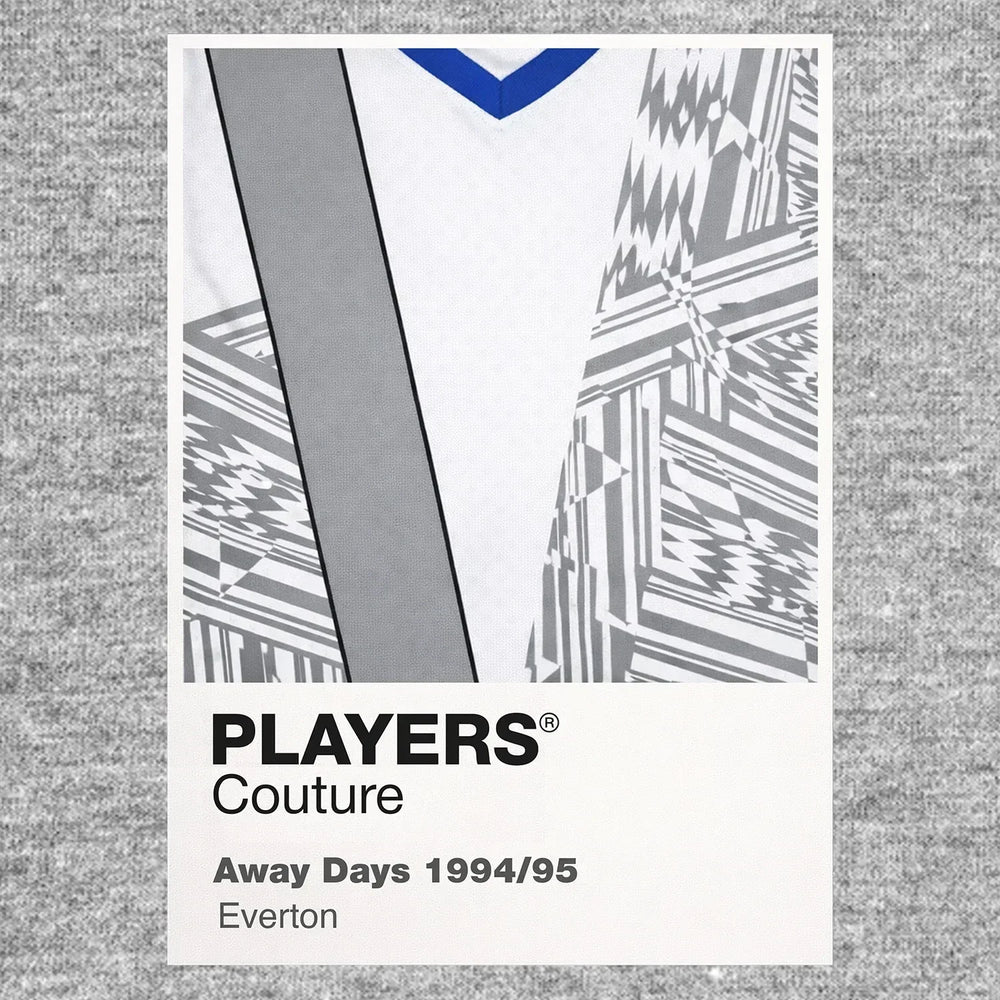 Everton Grey 95 Classic Football Shirt Colours Frame Men's T-Shirt – grey close-up detail shot of the Everton Grey 95