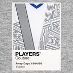 Everton Grey 95 Classic Football Shirt Colours Frame Men's T-Shirt – grey close-up detail shot of the Everton Grey 95