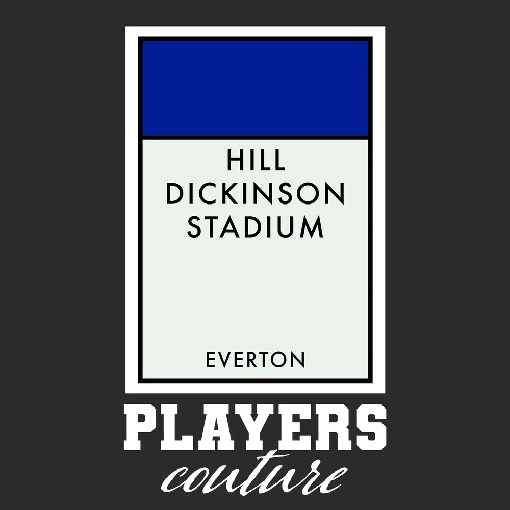 Everton New Monopoly Card t-shirt – black men's t-shirt with white Everton New Monopoly Card letters and Players Couture