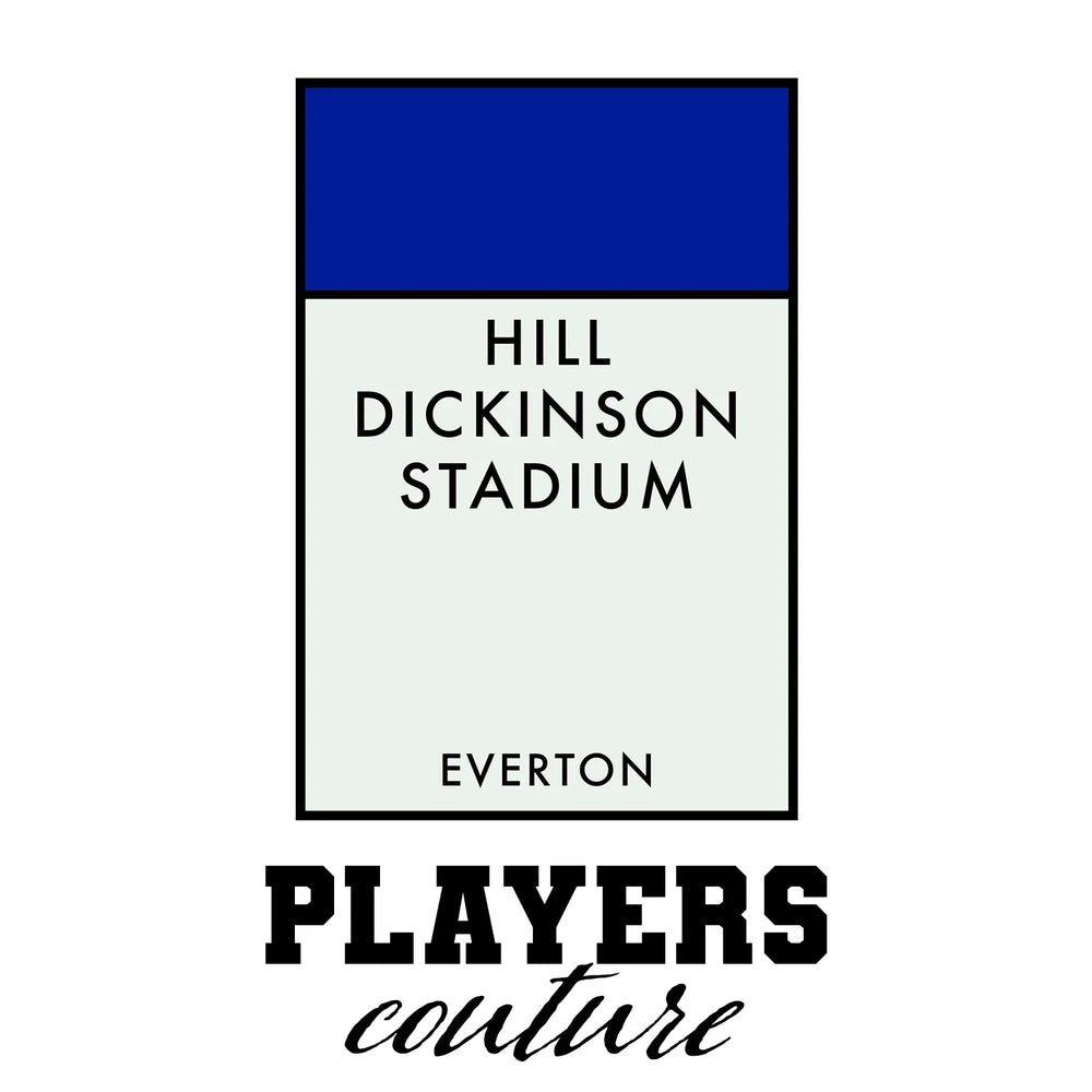 Everton t-shirt – white men's t-shirt with black Everton letters and Players Couture logo on the chest