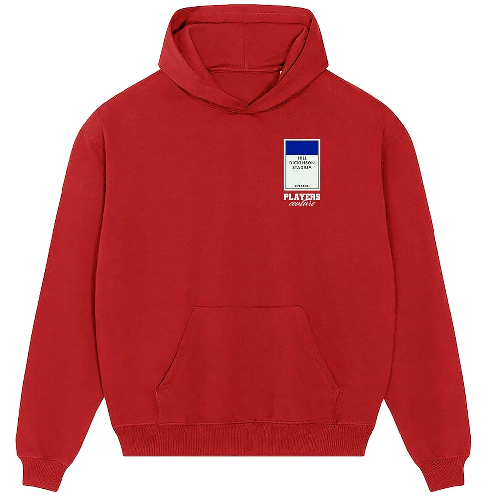 Everton New Monopoly Card hoodie – grey men's hoodie with black Everton New Monopoly Card letters and Players Couture logo