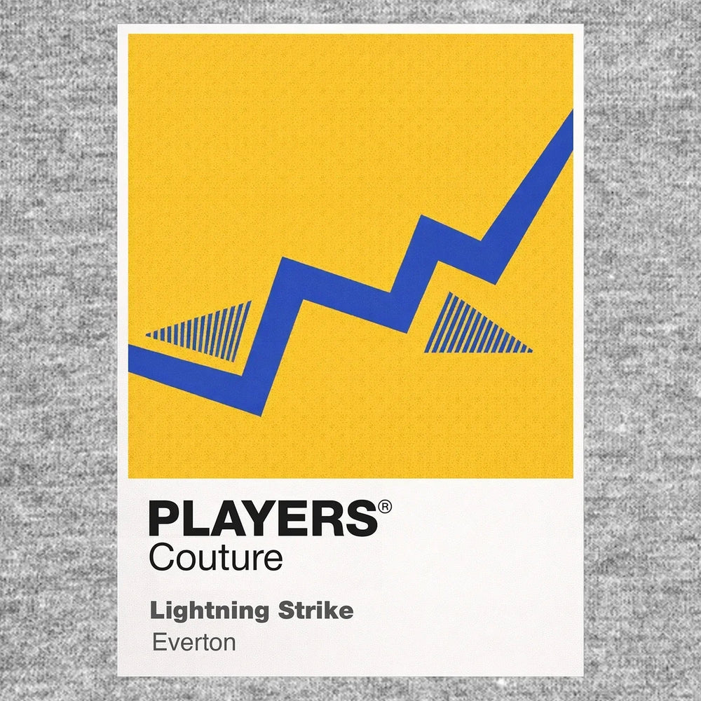 Everton Lightning Strike Classic Football Shirt Colours Frame Men's T-Shirt – yellow close-up detail shot of the Everton