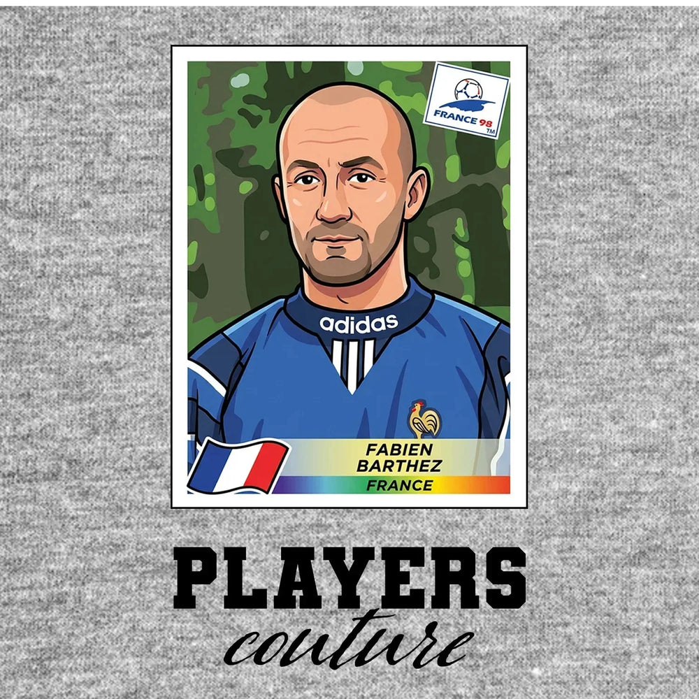 Fabien Barthez World Cup Sticker Kids Hoodie – fabien barthez grey Players Couture design