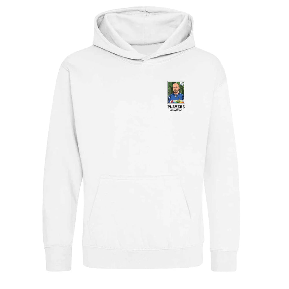 Fabien Barthez World Cup Sticker Kids Hoodie – fabien barthez sticker kids white hoodie Players Couture design