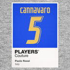 Fabio Cannavaro 5 Football Shirt Frame Men's Hoodie – close-up detail shot of the Fabio Cannavaro 5 Football Players Couture