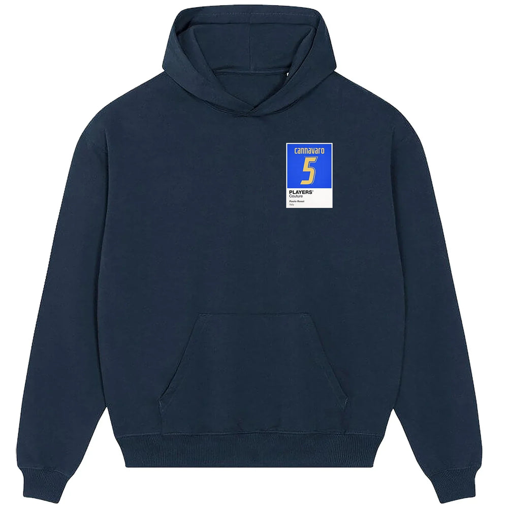 Fabio Cannavaro 5 Football hoodie – navy men's hoodie featuring the Fabio Cannavaro 5 Football Players Couture logo