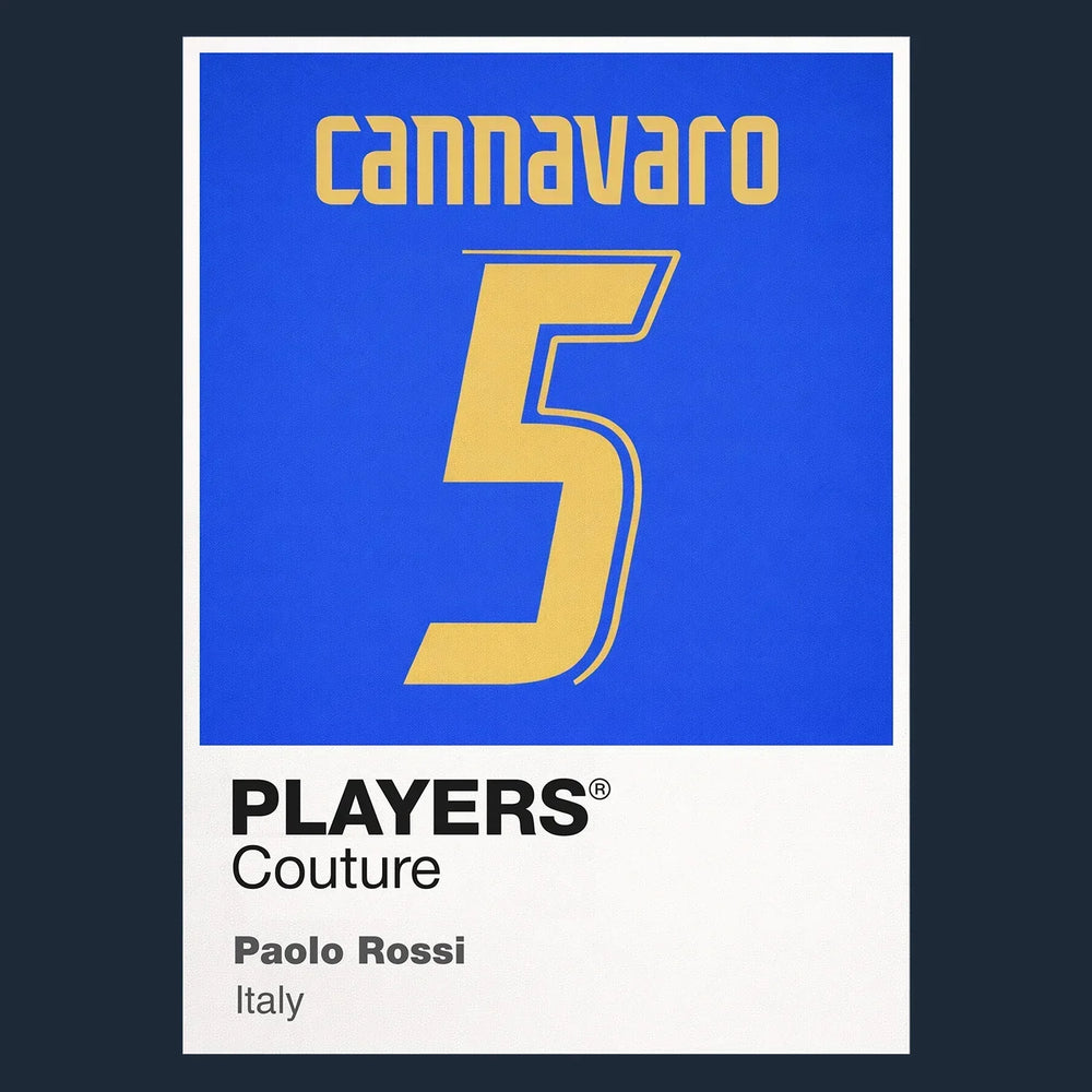 Fabio Cannavaro 5 Football Shirt Frame Men's Hoodie – navy close-up detail shot of the Fabio Cannavaro Players Couture logo