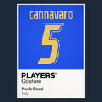 Fabio Cannavaro 5 Football Shirt Frame Men's Hoodie – navy close-up detail shot of the Fabio Cannavaro Players Couture logo