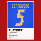 Fabio Cannavaro 5 Football Shirt Frame Men's Hoodie – red close-up detail shot of the Fabio Cannavaro 5 Football Players