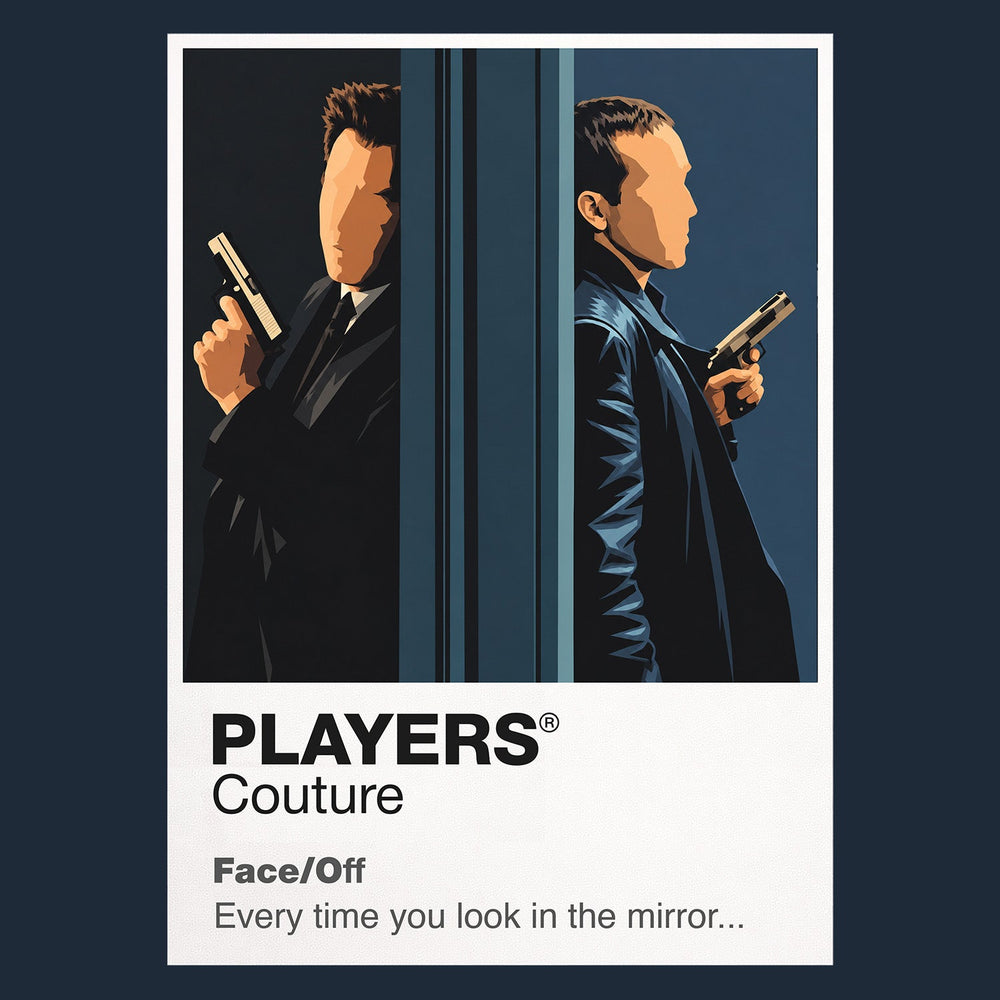 Face/Off Sean Archer and Castor Troy mirroring one another after the film's identity-swapping surgery Icon Frame artwork in navy