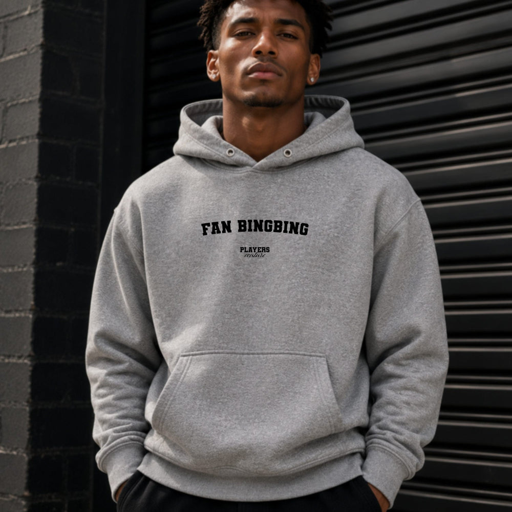 fan-bingbing name-print hoodie - grey
