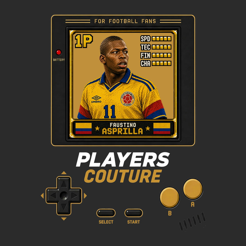 Faustino Asprilla 1P 8-Bit t-shirt retro gaming design by Players Couture