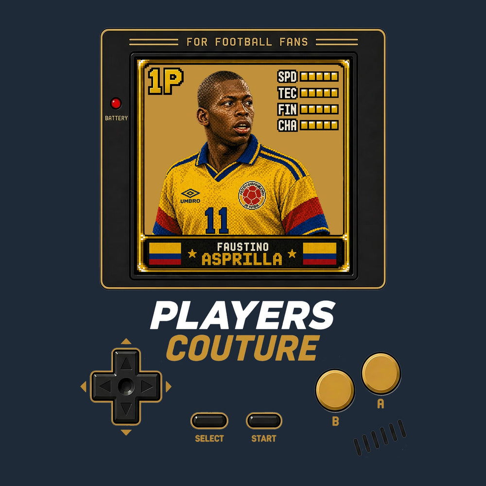 Faustino Asprilla 1P 8-Bit hoodie retro gaming design by Players Couture