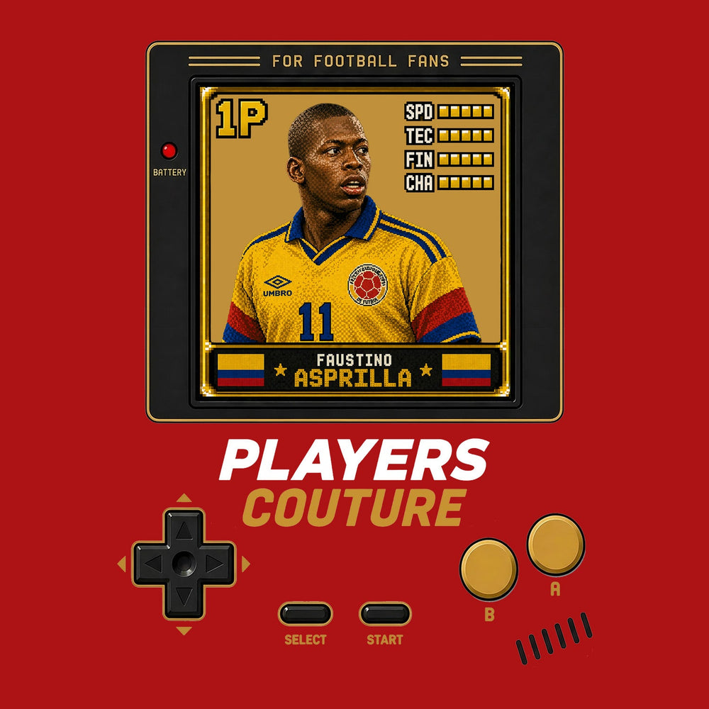 Faustino Asprilla 1P 8-Bit hoodie retro gaming design by Players Couture