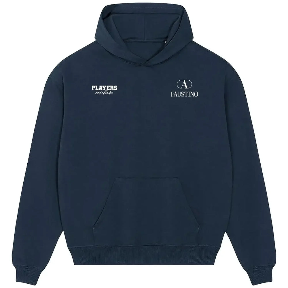 Faustino Asprilla hoodie – navy men's hoodie featuring the Faustino Asprilla Players Couture logo