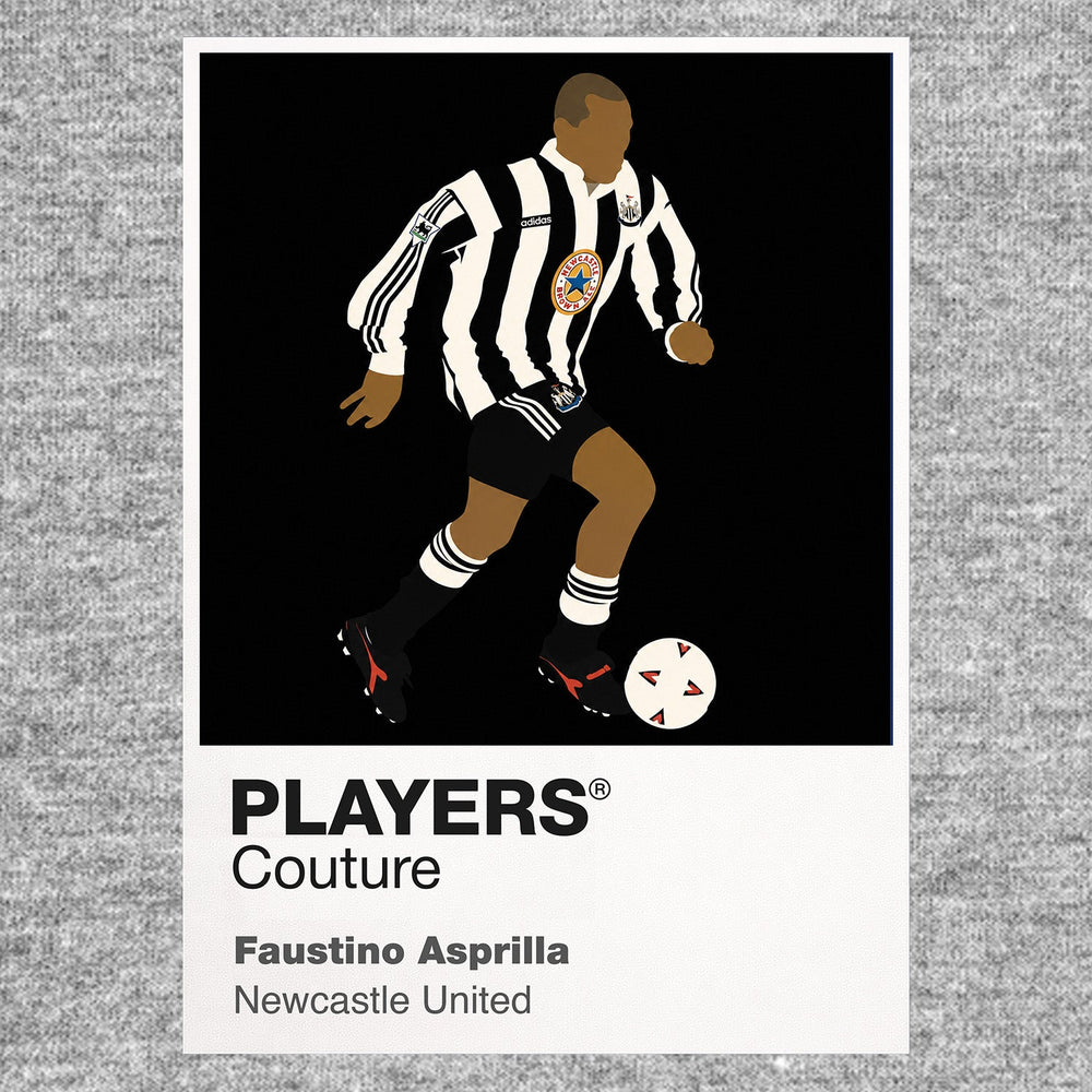 Faustino Asprilla Newcastle United Icon Frame Men's Hoodie — Gray Artwork