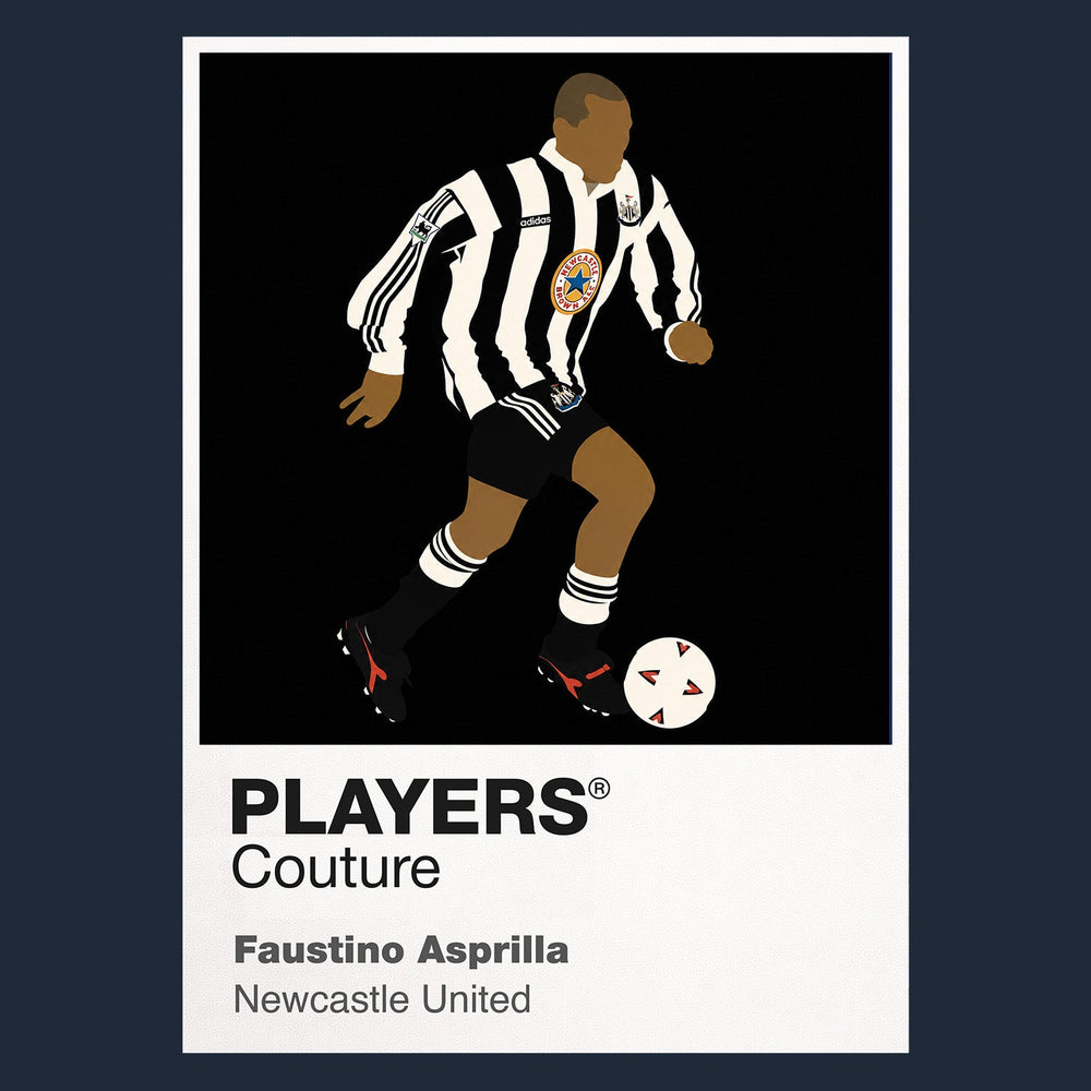 Faustino Asprilla Newcastle United Icon Frame Men's Hoodie — Navy Artwork