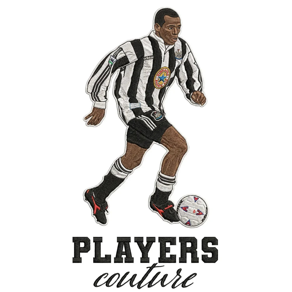 Faustino Asprilla Badge Men's T-Shirt – white close-up detail shot of the Faustino Asprilla Players Couture logo design
