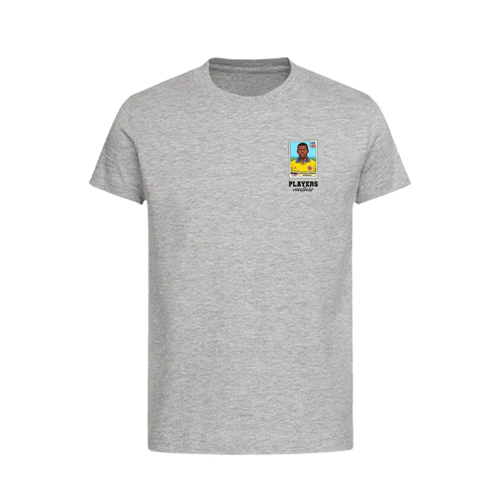 Faustino Asprilla World Cup Sticker Kids T-Shirt – faustino asprilla sticker kids grey tshirt Players Couture design