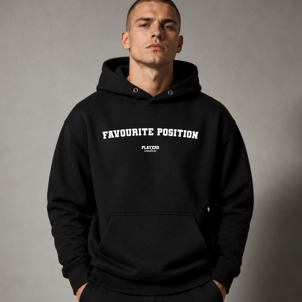 favourite-position name-print hoodie - black