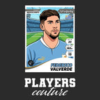 Federico Valverde World Cup Sticker Men's T-Shirt – black close-up detail shot of the Federico Valverde World Cup Players
