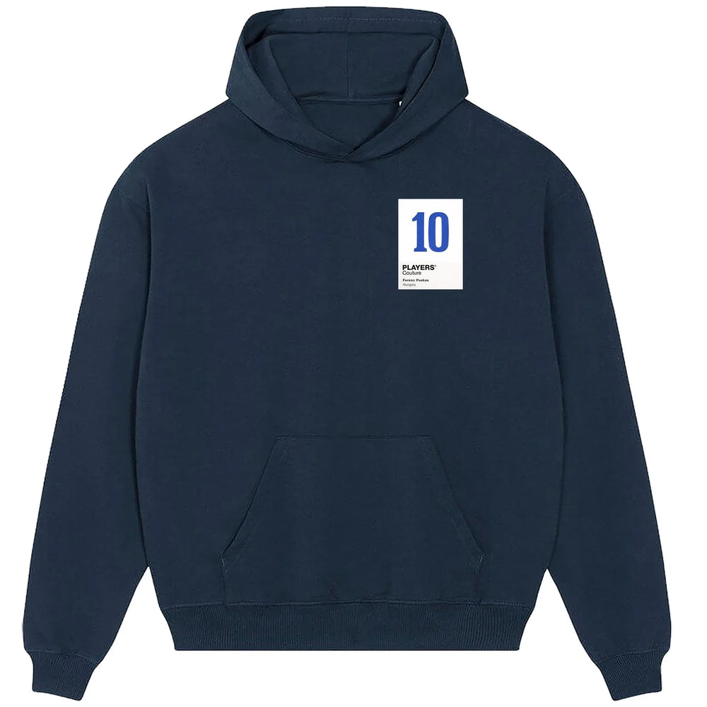 Ferenc Puskas hoodie – navy men's hoodie featuring the Ferenc Puskas Players Couture logo