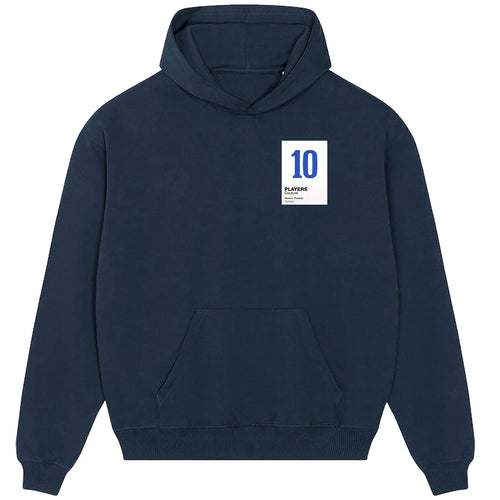 Ferenc Puskas hoodie – navy men's hoodie featuring the Ferenc Puskas Players Couture logo