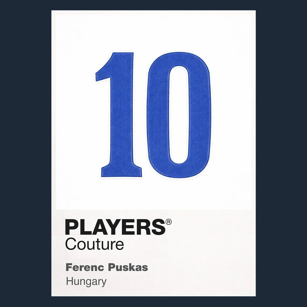 Ferenc Puskas 10 Football Shirt Frame Men's Hoodie – navy close-up detail shot of the Ferenc Puskas 10 Football Players