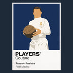 Ferenc Puskas Real Madrid Icon Frame Men's Hoodie — Navy Artwork