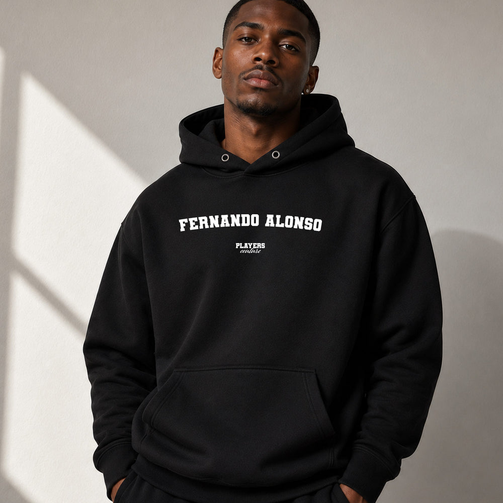 fernando-alonso name-print hoodie - black