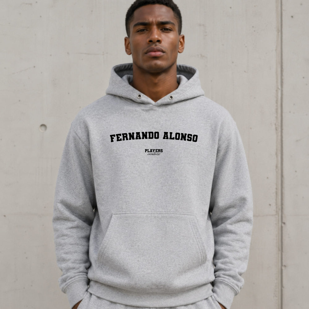 fernando-alonso name-print hoodie - grey