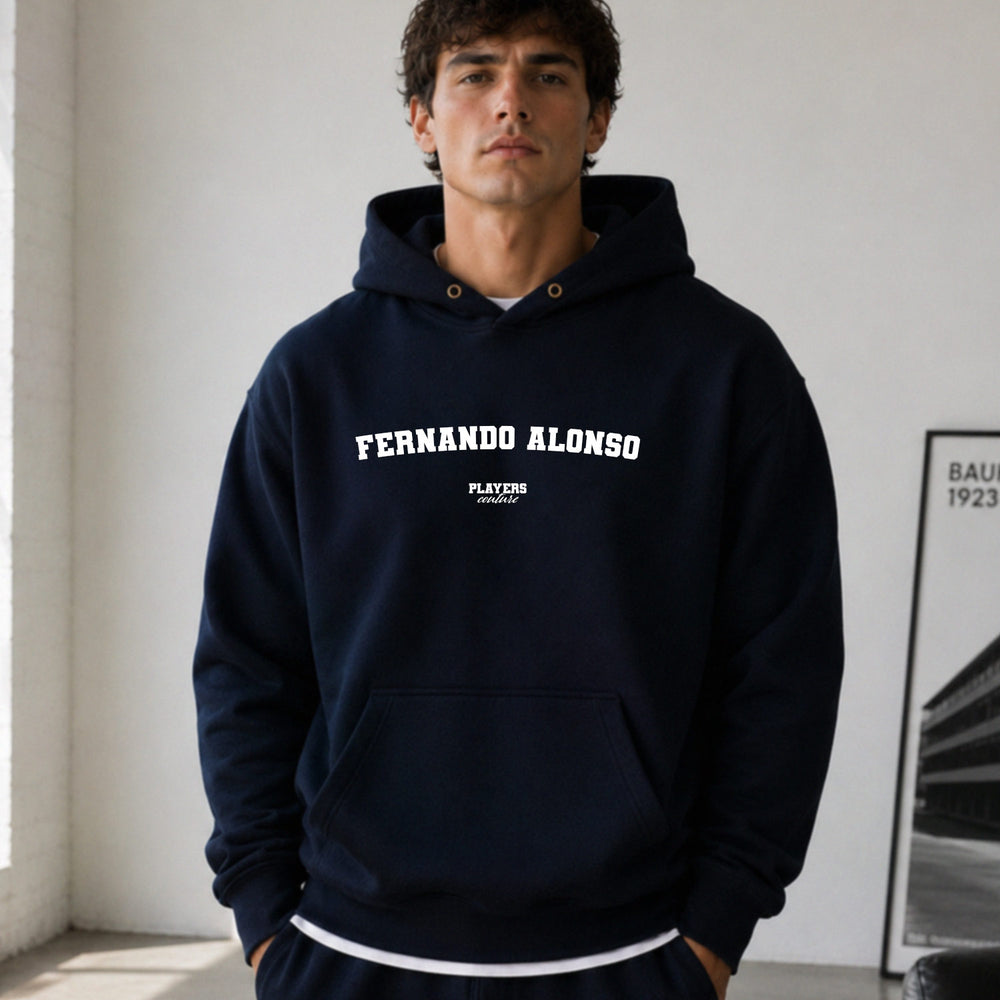 fernando-alonso name-print hoodie - navy