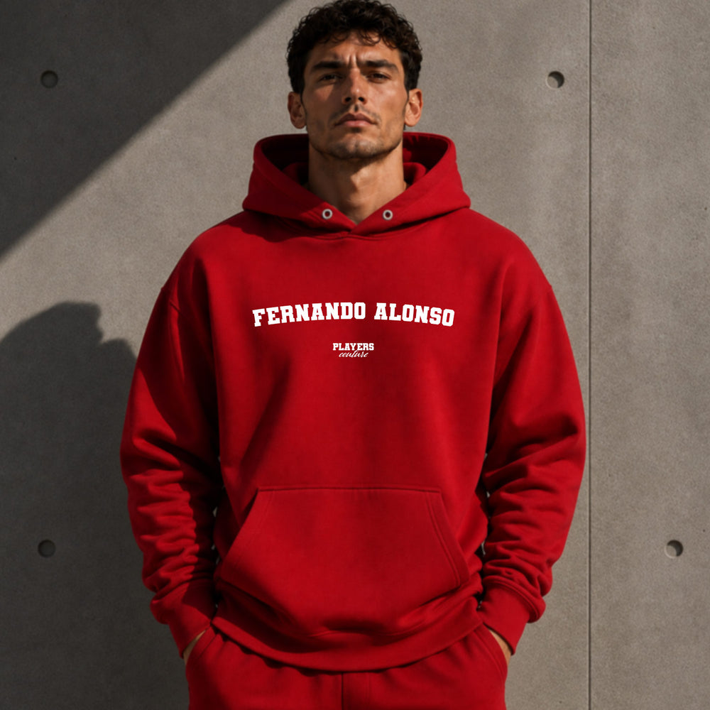 fernando-alonso name-print hoodie - red