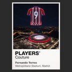 Fernando Torres Atlético Madrid number 9 Icons in Lights Frame artwork in black