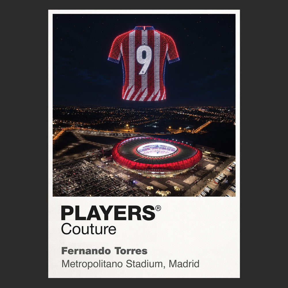 Fernando Torres Atlético Madrid number 9 Icons in Lights Frame artwork in black
