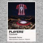 Fernando Torres Atlético Madrid number 9 Icons in Lights Frame artwork in grey