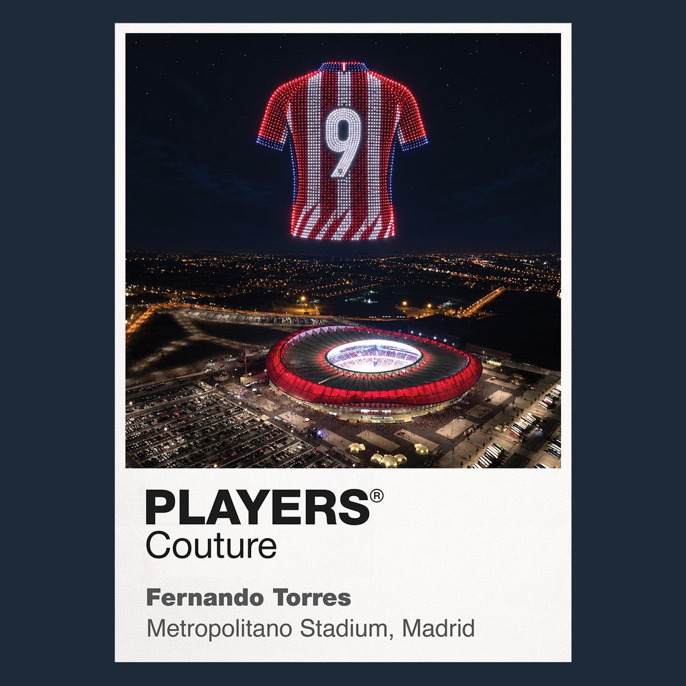 Fernando Torres Atlético Madrid number 9 Icons in Lights Frame artwork in navy