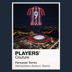 Fernando Torres Atlético Madrid number 9 Icons in Lights Frame artwork in navy