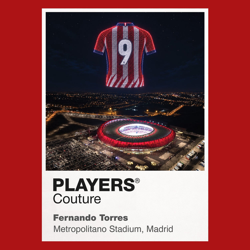 Fernando Torres Atlético Madrid number 9 Icons in Lights Frame artwork in red