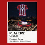 Fernando Torres Atlético Madrid number 9 Icons in Lights Frame artwork in red