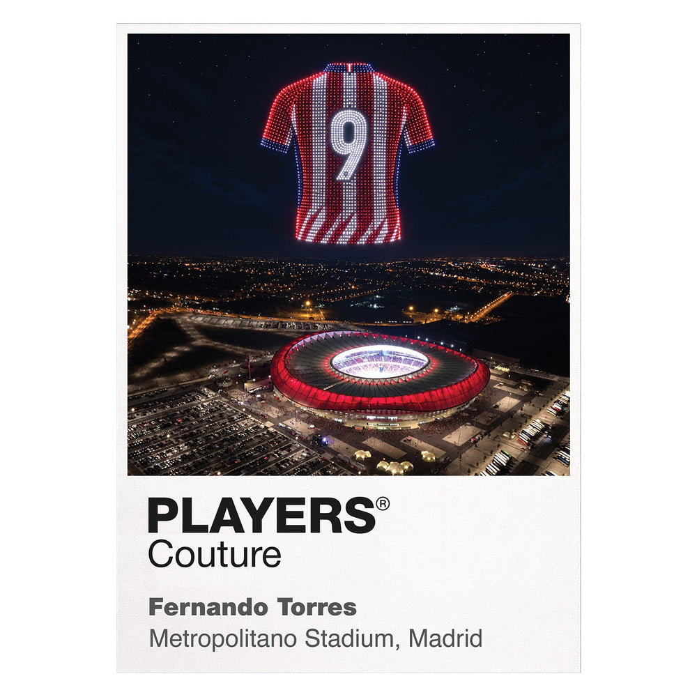 Fernando Torres Atlético Madrid number 9 Icons in Lights Frame artwork in white
