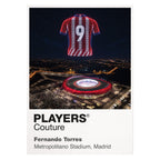 Fernando Torres Atlético Madrid number 9 Icons in Lights Frame artwork in white
