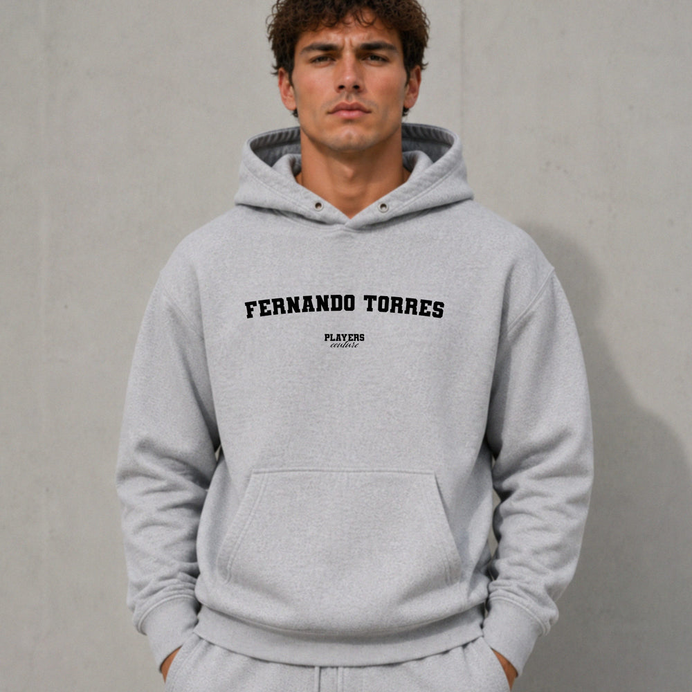 fernando-torres name-print hoodie - grey