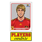 Fernando Torres World Cup Sticker Men's T-Shirt – close-up detail shot of the Fernando Torres World Cup Players Couture logo