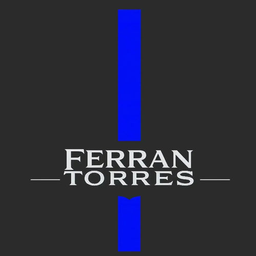 Ferran Torres Logo Men's Hoodie – black close-up detail shot of the Ferran Torres Players Couture logo design