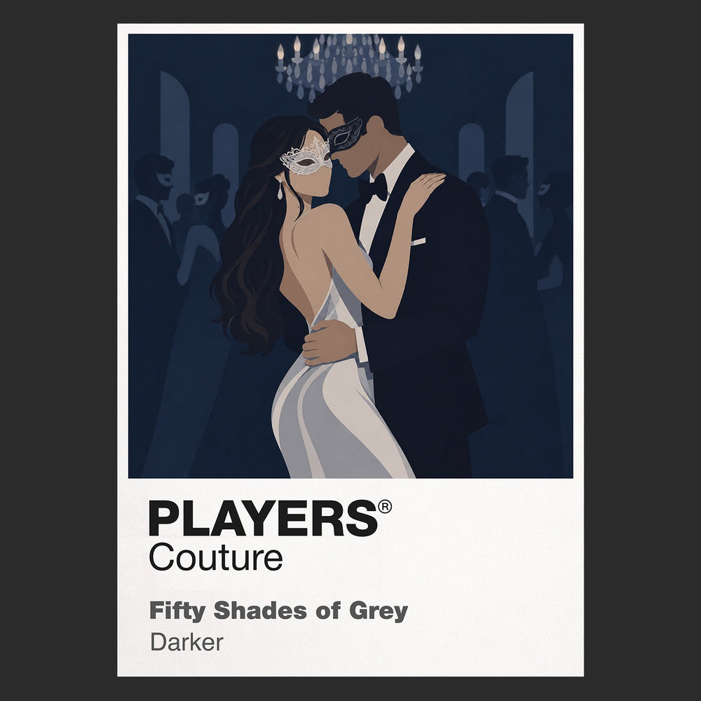 Fifty Shades of Grey Anastasia Steele and Christian Grey within the film's controlled grey-and-black luxury aesthetic Icon Frame artwork in black