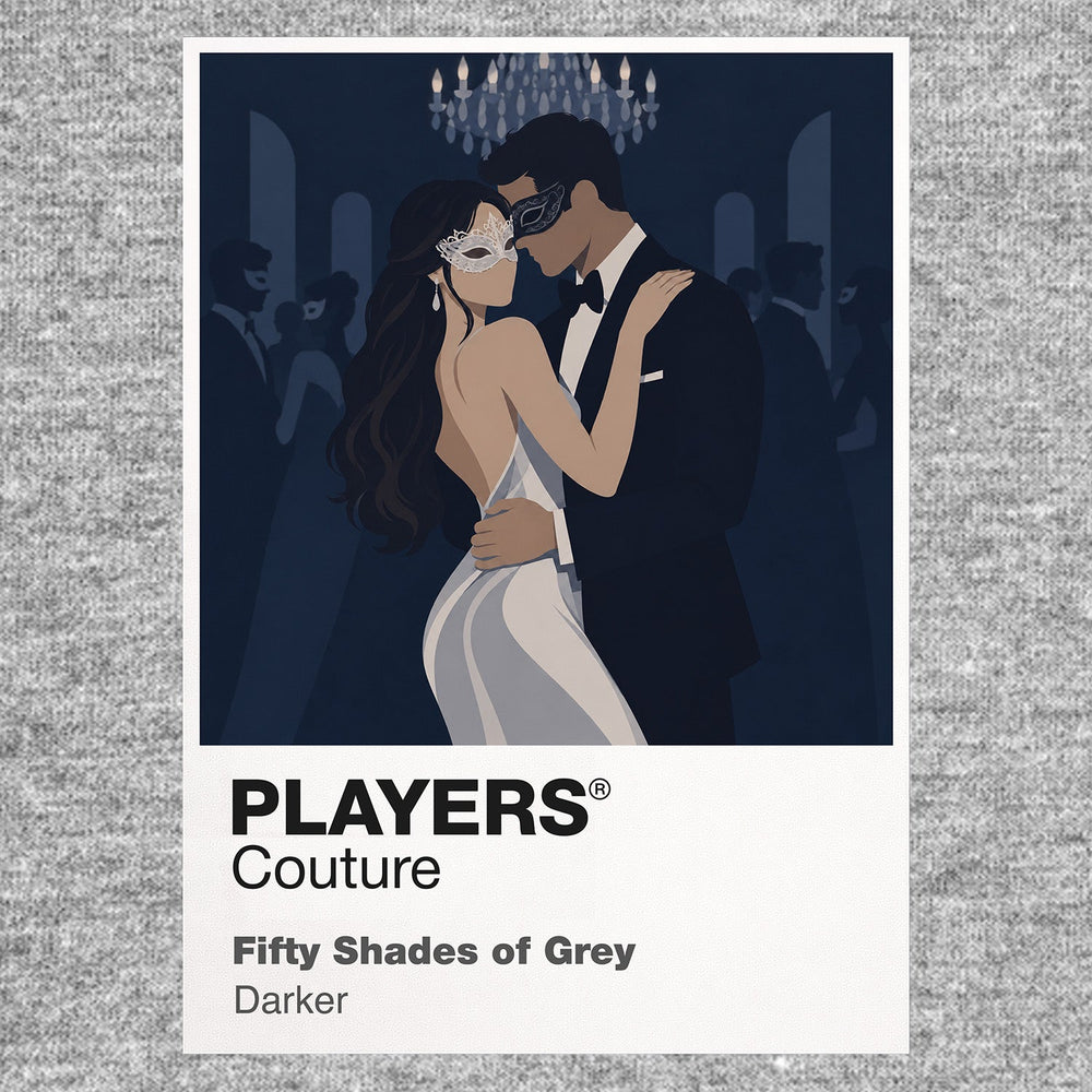 Fifty Shades of Grey Anastasia Steele and Christian Grey within the film's controlled grey-and-black luxury aesthetic Icon Frame artwork in grey